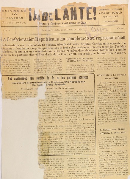 Adelante (Diario : Santiago, Chile : 1931)