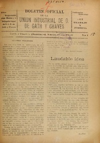 Boletín oficial de la Unión Industrial de O. de Gath y Chaves. Boletín oficial de la Unión Industrial de O. de Gath y Chaves.