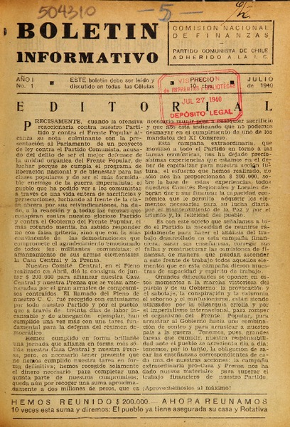 Boletín informativo (Santiago, Chile : 1940)