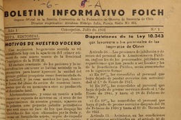 Boletín informativo FOICH. Boletín informativo FOICH.