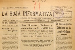 La Hoja informativa (Pampa Unión, Chile : 1932)