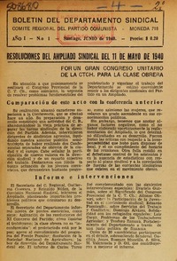 Boletín del Departamento Sindical.