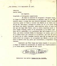 Carta. 1947 sep. 6, San Esteban. Lucila Godoy. Adela Villalón de Hernández.