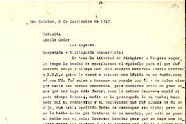 Carta. 1947 sep. 6, San Esteban. Lucila Godoy. Adela Villalón de Hernández.