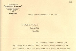 [Carta] 1945 dic. 10, Buenos Aires, [Argentina] [a] Gabriela Mistral, Petrópolis, Brasil