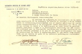[Carta] 1945 nov. 16, Buenos Aires, República Argentina [a] Gabriela Mistral, Petrópolis, Brasil