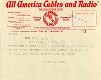 [Telegrama] 1945 nov. 18, Santiago, Chile [a] Gabriela Mistral, Rio [de Janeiro], [Brasil]