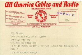 [Telegrama] 1945 nov. 17, San Fernando [a] Gabriela Mistral, Río de Janeiro