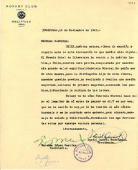 [Carta] 1945 nov. 16, Melipilla, [Chile] [a] Gabriela Mistral