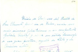 [Carta] 1945 nov. 19, San Clemente, Chile [a] Gabriela Mistral