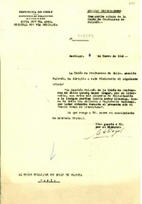 [Carta] 1946 ene. 5, Santiago, Chile [al] Embajador de Chile en Francia, París, Francia