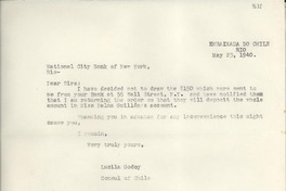 [Carta] 1940 May 23, Rio de Janeiro, [Brasil] [al] National City Bank of New York, Rio [de Janeiro], [Brasil]
