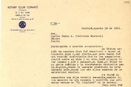 [Carta] 1951 ago. 16, Copiapó [a] Lucila Godoy, Génova, Italia