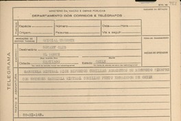 [Telegrama] 1945 nov. 20, [Brasil] [al] Rotary Club, Santiago, Chile