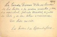 [Tarjeta] 1954 sept. 8, Los Andes, [Chile] [a] Gabriela Mistral