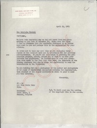 [Carta] 1961 Apr. 14, New York, [EE.UU.] [a] Heideland, Hasselt, Belgium