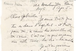 [Carta] [1947], 122 Washington Place, N. Y. C., [EE.UU.] [a] Gabriela [Mistral]