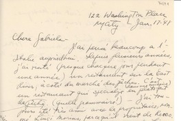 [Carta] 1948 janv. 17, Washington Place, N. Y. City, [EE.UU.] [a] Gabriela [Mistral]