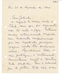[Carta] 1944 dez. 26, Río [de Janeiro] [a] Gabriela Mistral