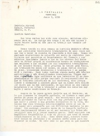 [Carta] 1950 jun. 9, Puerto Rico [a] Gabriela Mistral, Xalapa, Veracruz, México