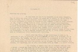 [Carta] nov. 27, [México] [a] Gabriela [Mistral]