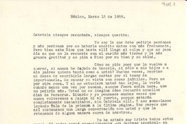 [Carta] 1955 mar. 15, México [a] Gabriela [Mistral]