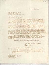 [Carta] 1972 Oct. 14, Hildreth Lane, Box 784, Bridgehampton, L. I., New York, [Estados Unidos] [a] Sra. Zoila María Castro, Corona, L. I., New York