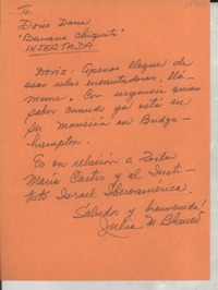 [Carta] [a] Doris Dana, "Banana chiquita", Injertada