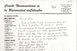 [Carta] [1972-1973], Brooklyn, N. Y., [EE.UU.] [a] Querida Doris [Dana]