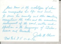 [Reseña] 1972 April 11, New York, N. Y., [EE.UU.] [a] Doris Dana