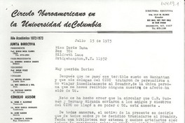 [Carta] 1973 jul. 15, 30 third Avenue Brooklyn, N. Y. 11217, [EE.UU.] [a] Miss Doris Dana, Box 784, Hildreth Lane, Bridgehampton, N. Y. 11932, [EE.UU.]