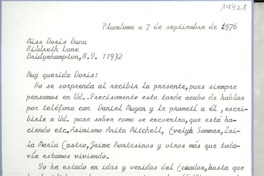 [Carta] 1976 sept. 7, 10 Brookside Drive Plandome, N. Y. 11030, [EE.UU.] [a] Ms. Doris Dana, Hildreth Lane, Bridgehampton, N.Y. 11932, [EE.UU.]