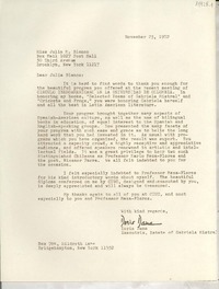[Carta] 1972 Nov. 23, Box 784, Hildreth Lane, Bridgehampton, New York 11932, [EE.UU.] [a] Miss Julia M. Blanco, Box Mail 1027 Post Hall 30 Third Avenue, Brooklyn, New York 11217, [EE.UU.]
