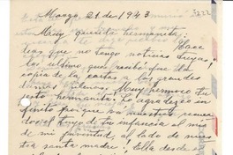 [Carta] 1943 mar. 21, [La Serena, Chile] [a] [Gabriela Mistral]