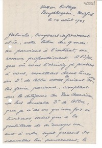 [Carta] 1945 ago. 14, New York [a] Gabriela Mistral