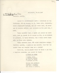 [Carta] 1947 dic. 22, Hollywood, [EE.UU.] [a] Gabriela [Mistral]
