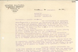 [Carta] 1944 dic. 18, Vicuña [Chile] [a] Gabriela Mistral, Petrópolis, Brasil
