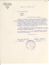 [Carta] 1951 ago. 5, Vicuña, [Chile] [a] Gabriela Mistral, Rapallo, Italia
