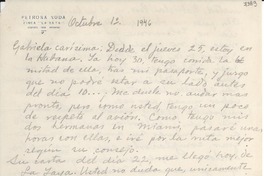 [Carta] 1946 oct. 1, La Yaya, [Cuba] [a] Gabriela Mistral
