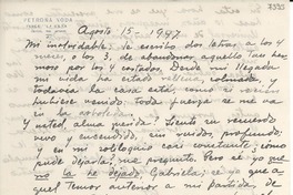 [Carta] 1947 ago. 15, La Yaya, [Cuba] [a] Gabriela Mistral