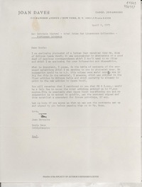 [Carta] 1971 Apr. 6, 515 Madison Avenue, New York, N. Y. 10022, Plaza 9-6250, [EE.UU.] [a] Doris Dana, Bridgehampton, [EE.UU.]