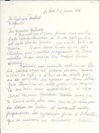 [Carta] 1951 jun. 2, La Paz, [Bolivia] [a] Gabriela Mistral, Rapallo, [Italia]