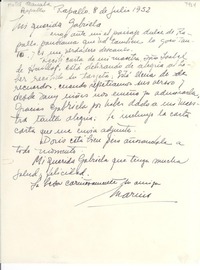 [Carta] 1952 jun. 8, Rapallo, [Italia] [a] Gabriela [Mistral]