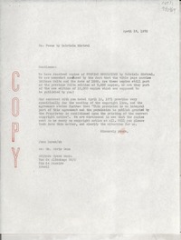 [Carta] 1972 Apr. 13, [EE.UU.] [a la] Editora Opera Mundi, Rua da Alfandega 982, Rio de Janeiro, Brasil