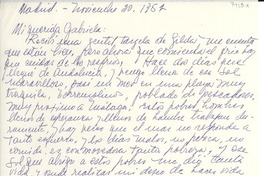 [Carta] 1952 nov. 20, Madrid, [España] [a] Gabriela [Mistral]