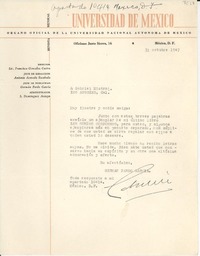 [Carta] 1947 oct. 31, [México D.F.] [a] Gabriela Mistral, Los Angeles, [EE.UU.]