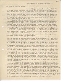 [Carta] 1942 sept. 15, Santiago, [Chile] [a] Gabriela Mistral