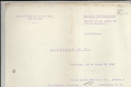 Circular N°17, 1946 mar. 28, Santiago [a] los señores jefes de misión y consules de Chile