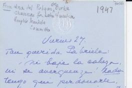 [Carta] [1947] [a] [Gabriela Mistral]