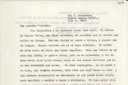 [Carta] 1949 July 8, Sierra Madre, California [a] Gabriela Mistral